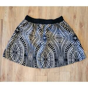 Flying Tomato A-Line Skirt Sz M Tan Black Boho Aztec Cocktail Party Velvety EUC